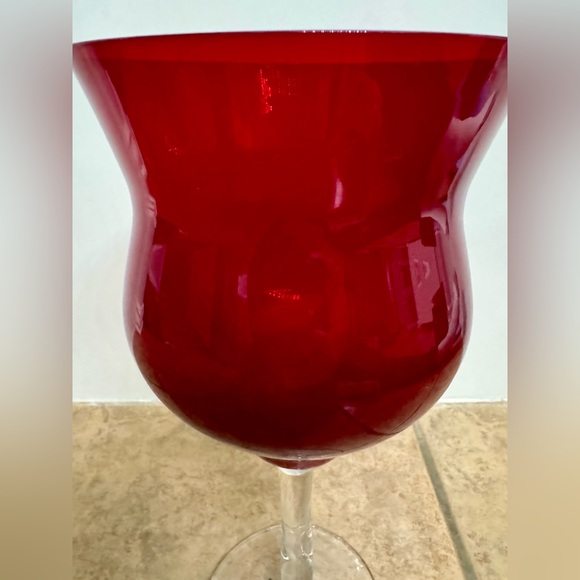 Red Glass Hurricane Candle Holder The Second - Picture 2 of 10